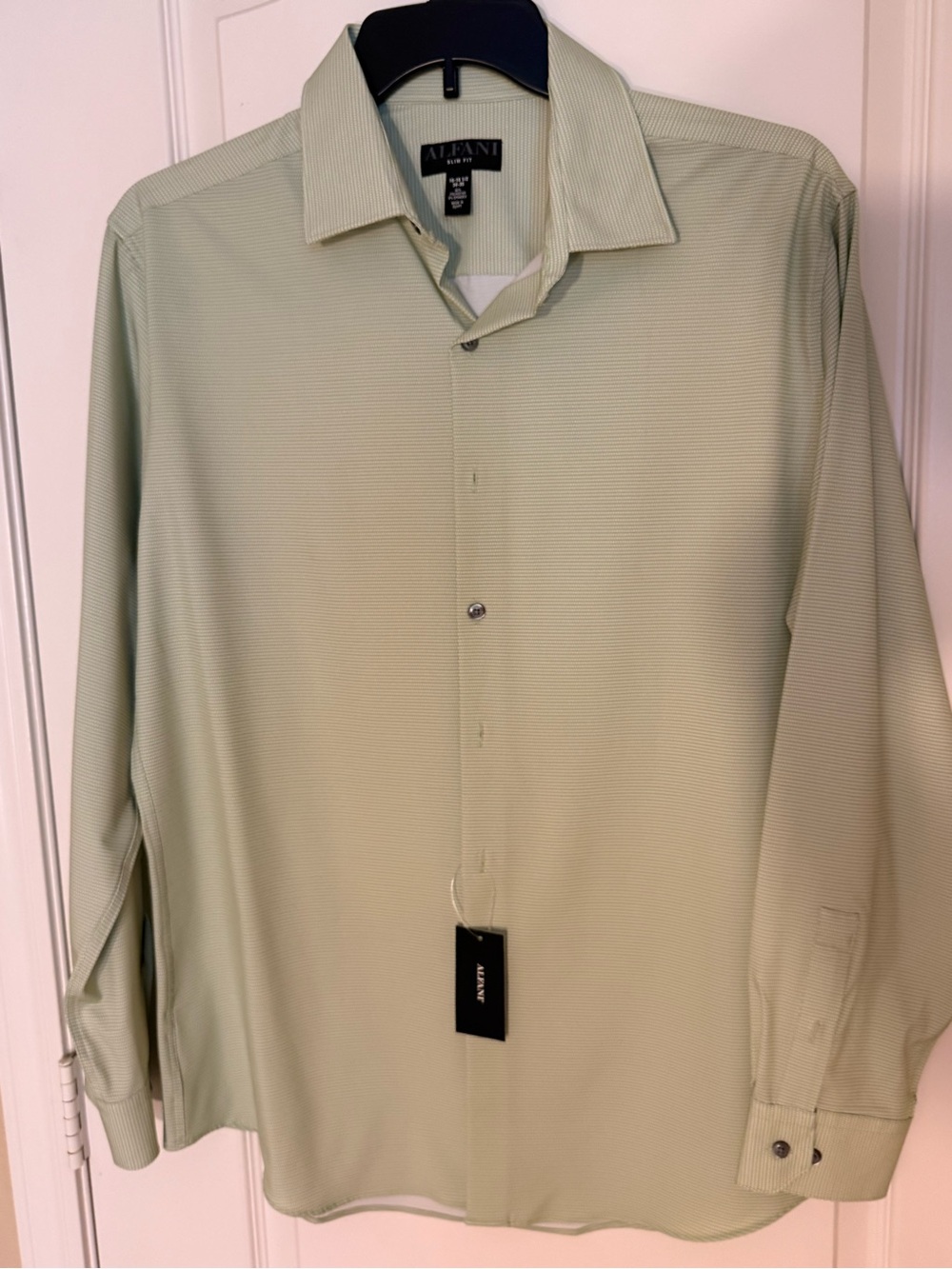 Alfani Men's Pale Green Long-Sleeve Dress Shirt